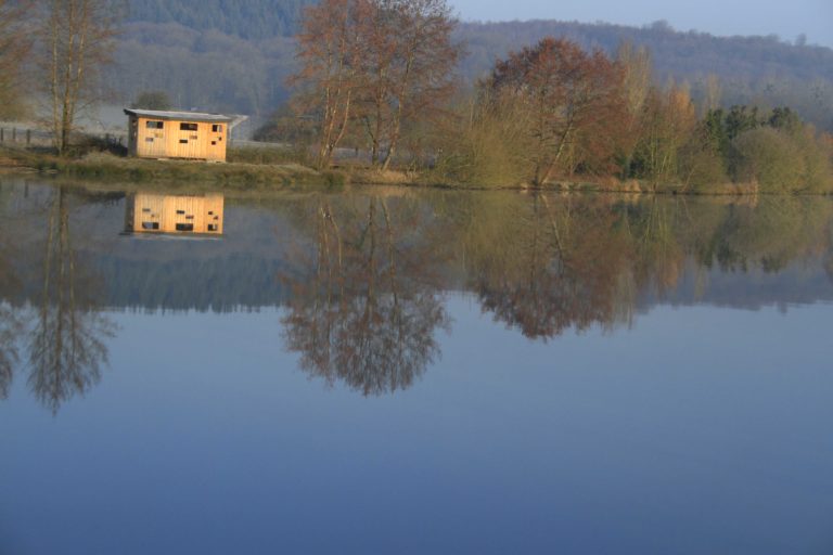 Vue du poste d'observation à l'étang des Bercettes, à Neuvilly en Argonne Meuse