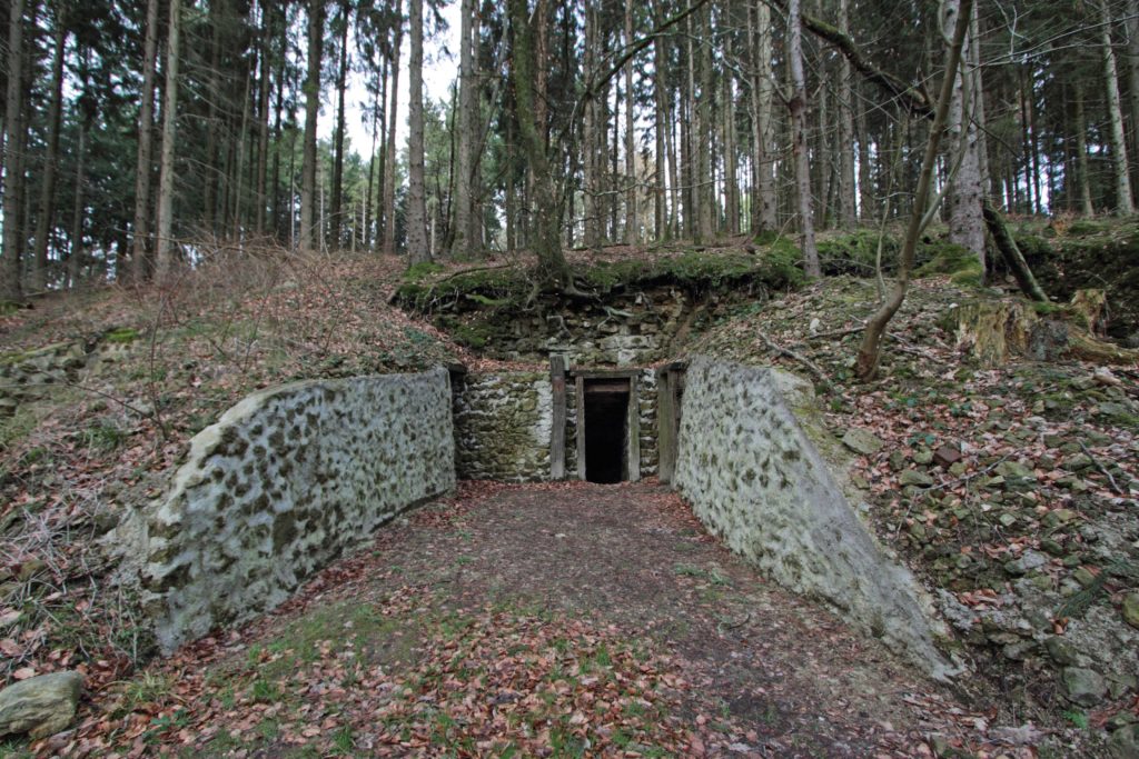 Entrée d'un abri-caverne sur le site du Ravin du Génie Argonne Meuse